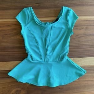 Mint Green Guess Peplum Mesh Insert Dress Blouse